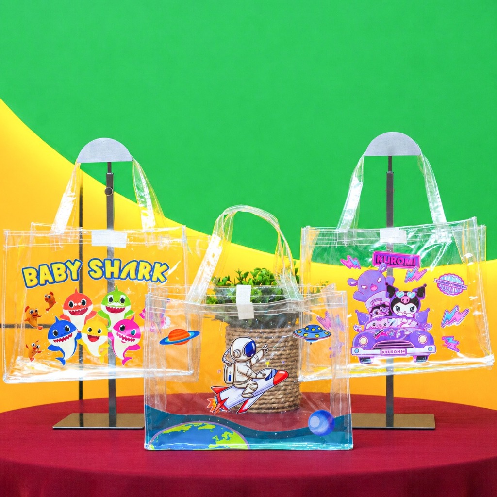 Tas Ultah / Tas Souvenir Ulang tahun Anak / Goodie Bag MIKA Transparan LANDSCAPE