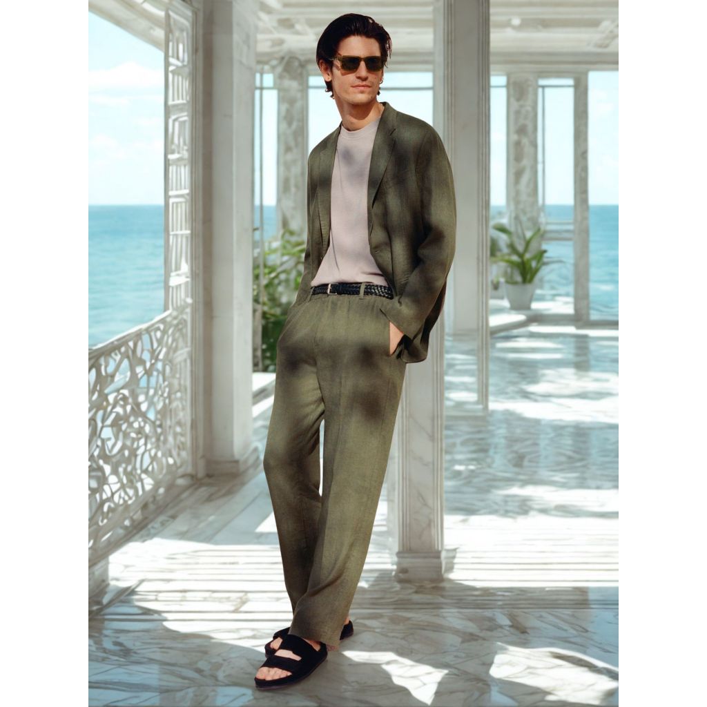 REMEDY Outer  Linen Blazer Set Pria Panjang Custom Size