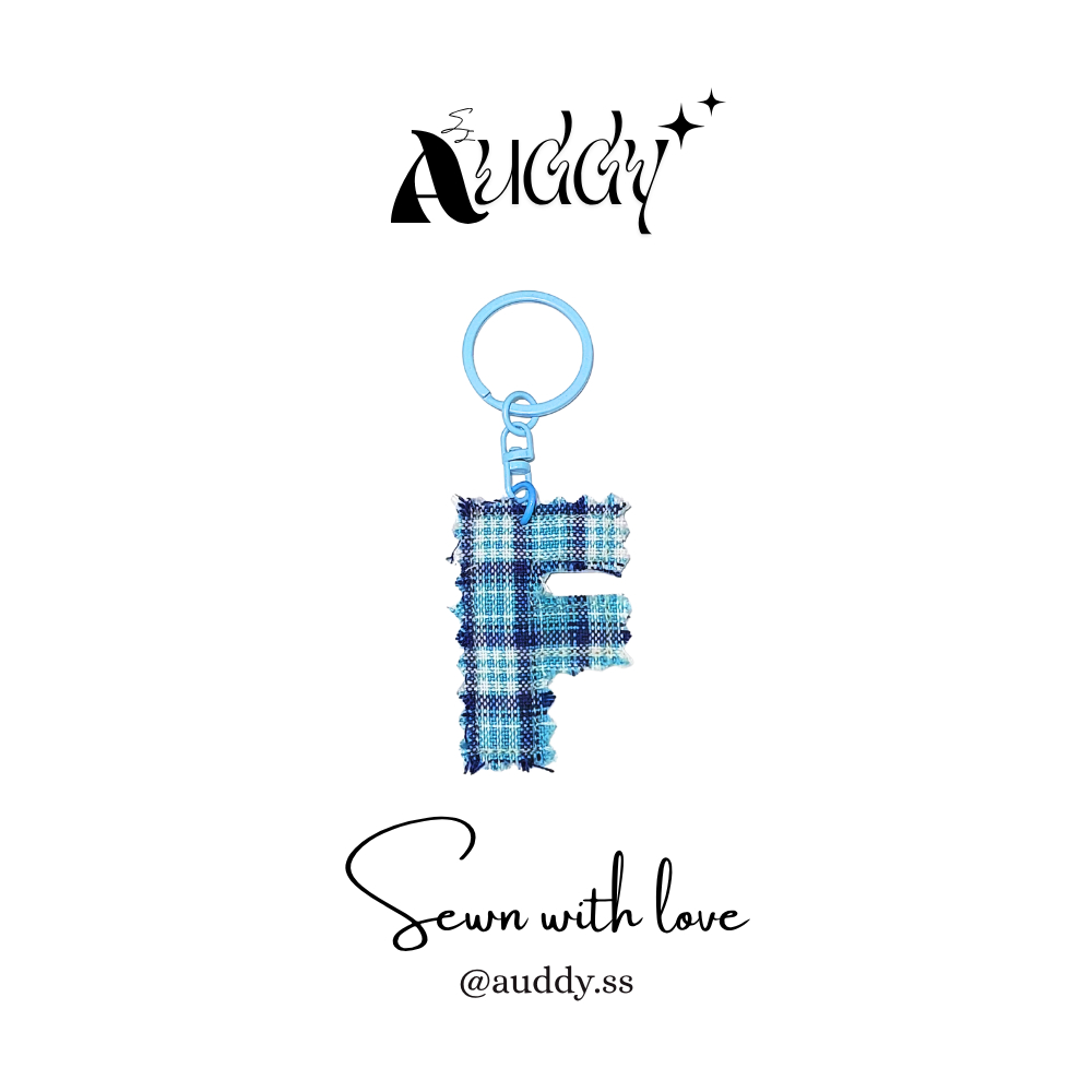 Huruf F Gantungan Kunci Huruf Handmade | Aksesoris Tas Lucu | Keychain Unik Kain Perca
