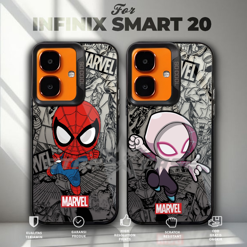 CASE INFINIX SMART 20 - SO COOL HOLOGRAM PREMIUM - Motif COUPLE SPIDERMAN - Softcase HYBRID IMD PLAT