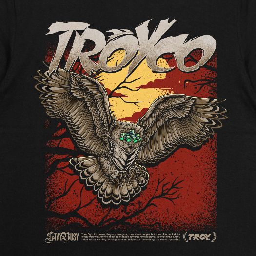 Troy Company Kaos Pria Lengan Pendek Hitam - Resistance Tshirt Black MTD 3604