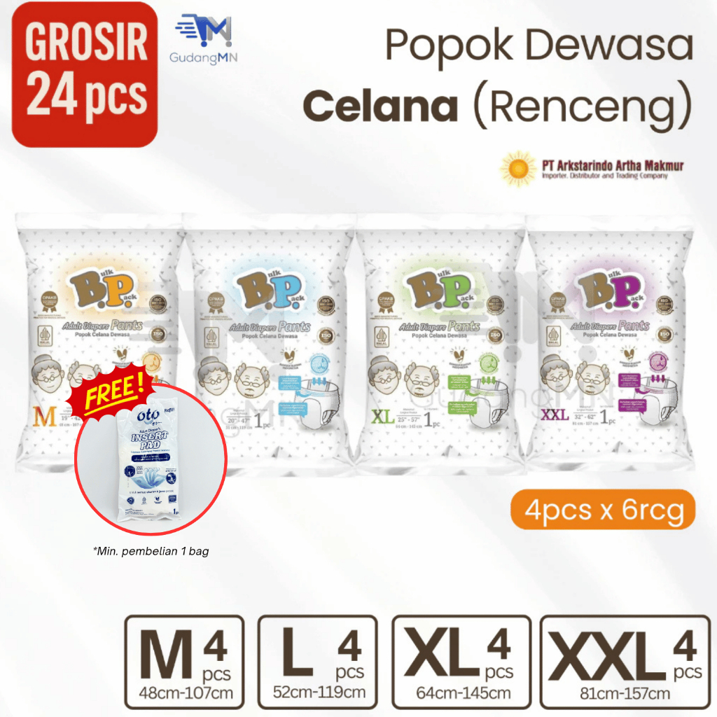 [GROSIR] Popok Dewasa Celana Renceng BP M, L, XL, XXL (free insertpad)