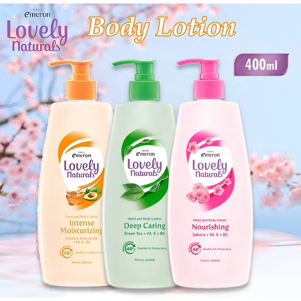 Emeron Lovely Naturals Hand Body Lotion 400ml Original Pemutih Kulit Cerah Lembut Wangi Tahan Lama