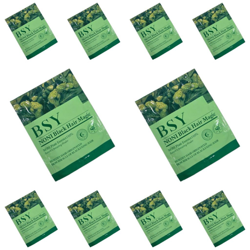 [ 10 SACHET ] BSY NONI Shampo Penghitam Rambut Alami Organik 20ml - BSY NONI Black Hair Magic Asli 1