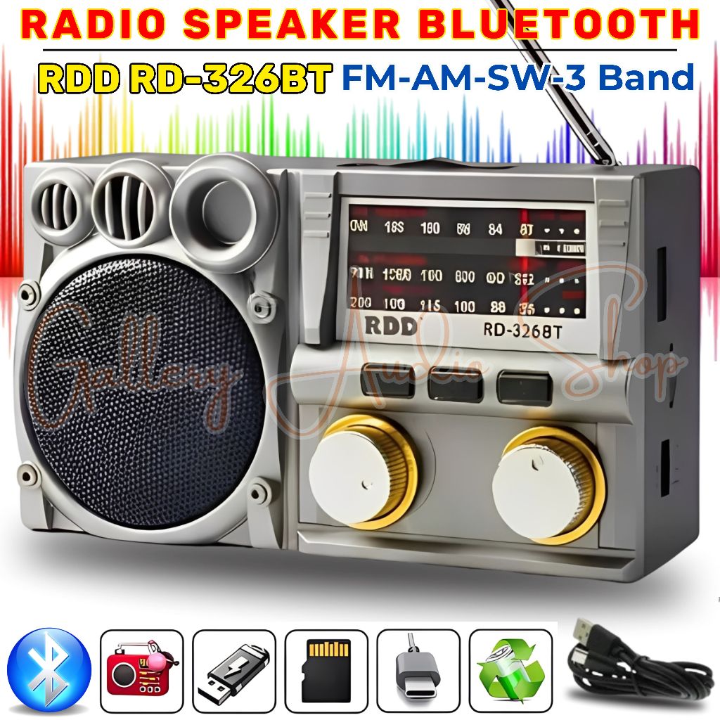 TERBARU~Radio Bluetooth Multifungsi Speaker Radio Portable RDD RD-326BT Support FM/AM/SW/3 Band