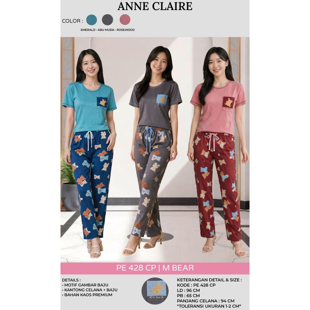 Babydoll Bodyfit CP Merk Anne Claire Baju Pendek Celana Panjang Termurah