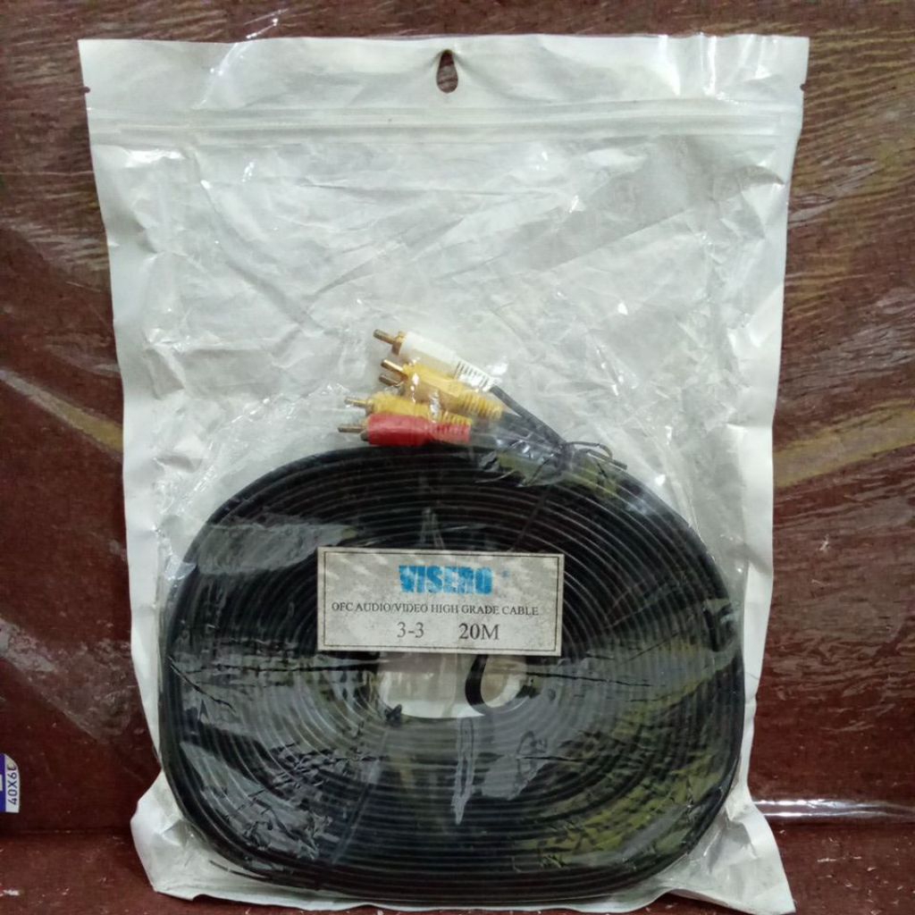 Kabel Audio Video AV RCA 3 ke 3 Panjang 20 Meter VISERO / Kabel RCA
