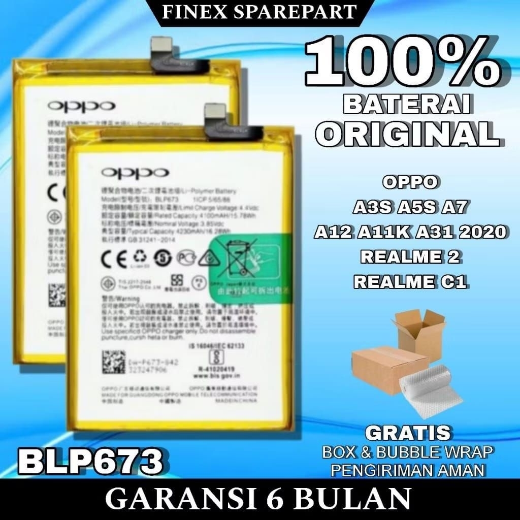 Battery Batre Hp Oppo A3S / A5S / BLP673 Original Asli 100% Garansi