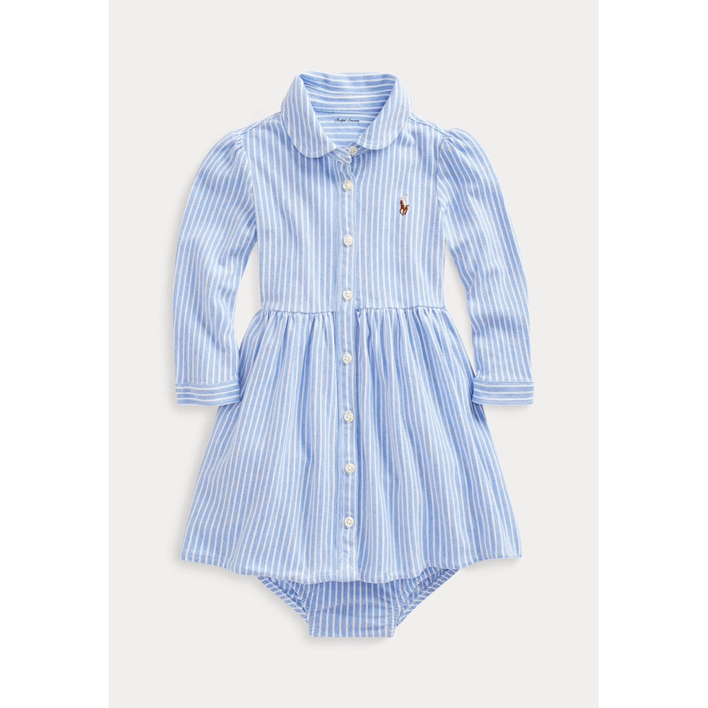 POLO ONLY DRESS RALPH LAUREN STRIPED MESH OXFORD DRESS