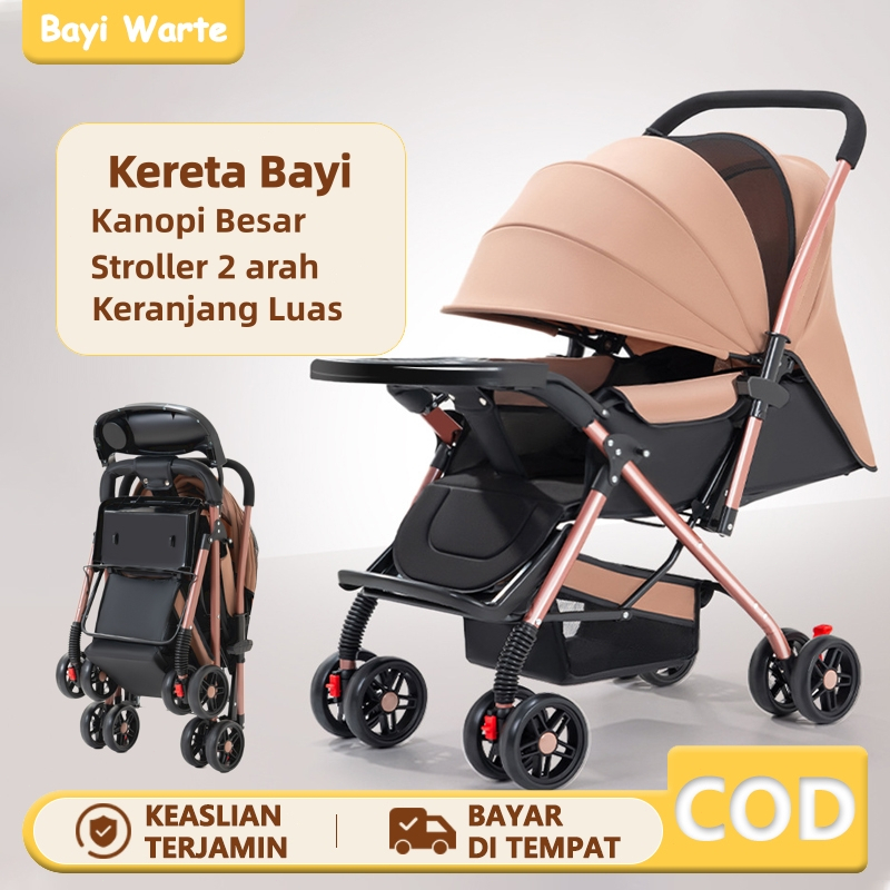 Kereta Dorong Bayi 0-3 Tahun Kereta Bayi Bisa Duduk Tidur Lipat dengan Tray Makan