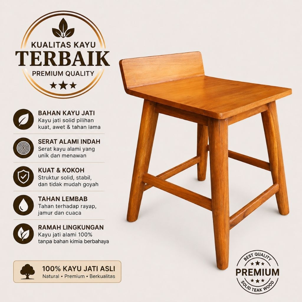 Bangku Minimalis / Bangku Cafe / Bangku minimalis kayu jati / Bangku cafe kayu jati