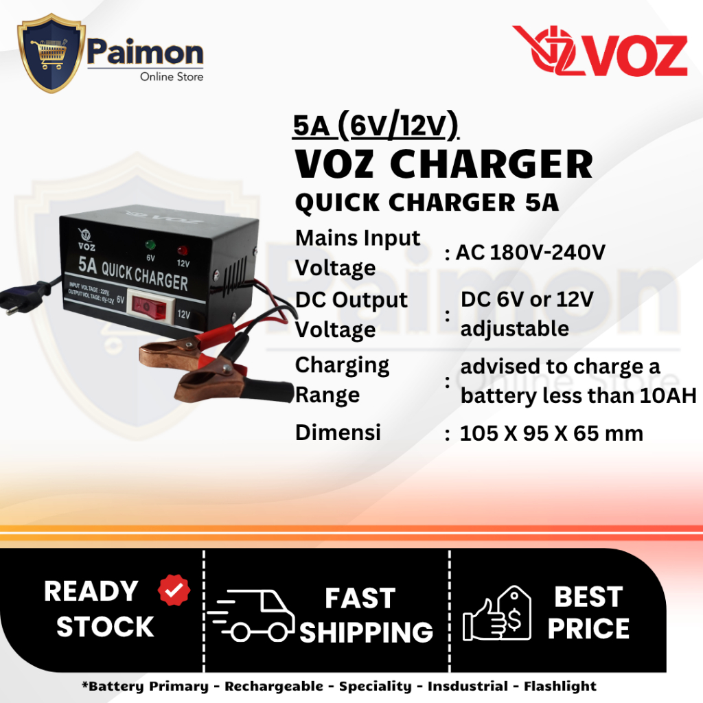 Charger Aki 5 Ah Motor Mobil | Voz Quick Charger Aki 5 Ah Charger Aki Kering