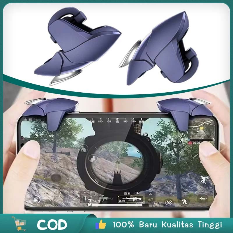 2pcs Trigger Enam Jari Gaming Mobile Mudah Dipasang Pengendali Tombol Api Handphone Trigger Sentuh R
