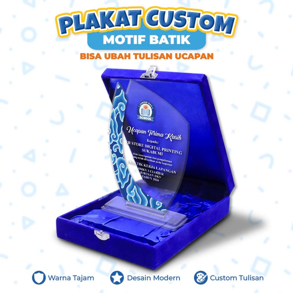Plakat Custom Motif Batik - Plakat Plus Box Motif Batik Formal - Souvenir Plakat