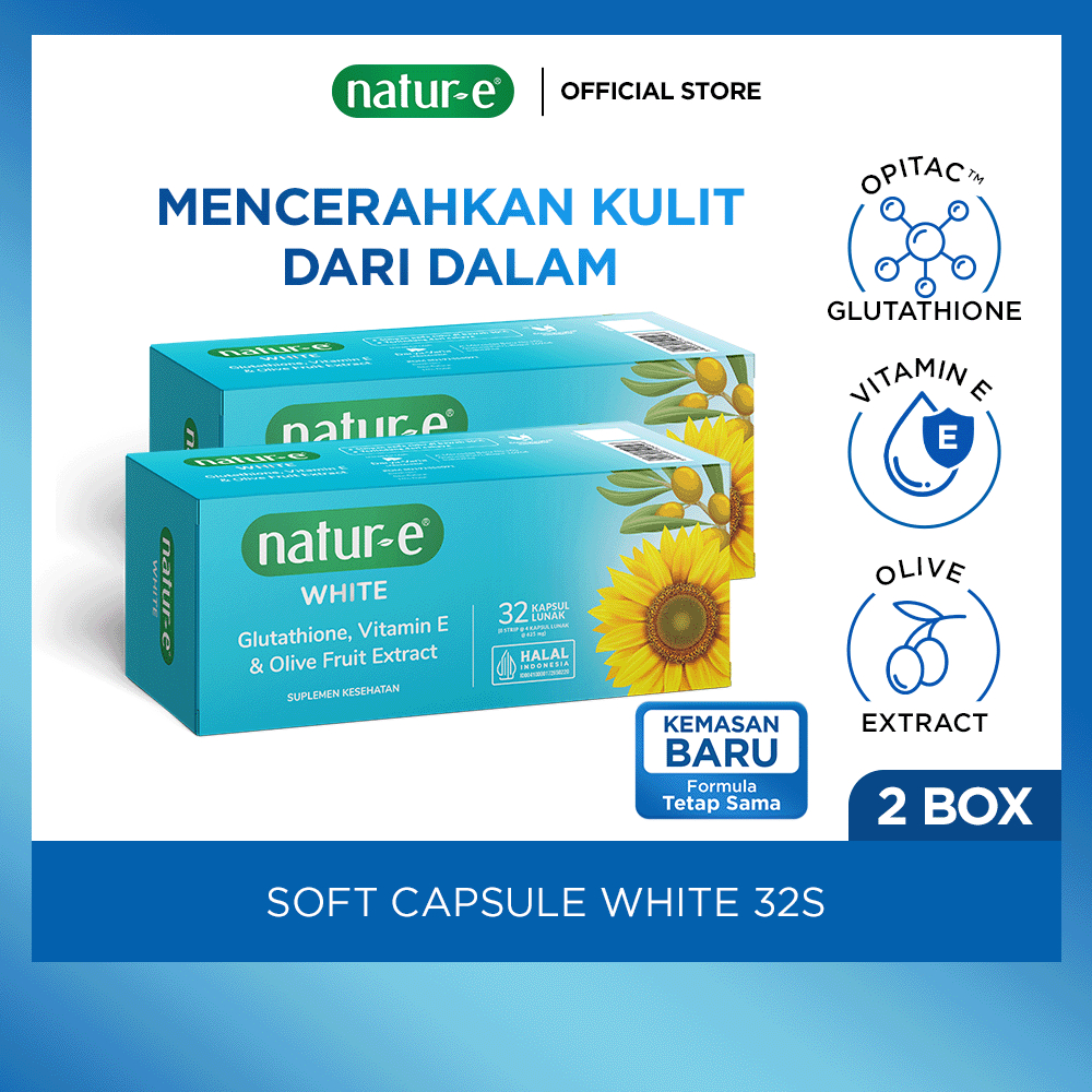 Natur-E Twinpack Soft Capsule - White 32s 2pcs - Suplemen Kecantikan Dengan Vitamin E & Glutathione 