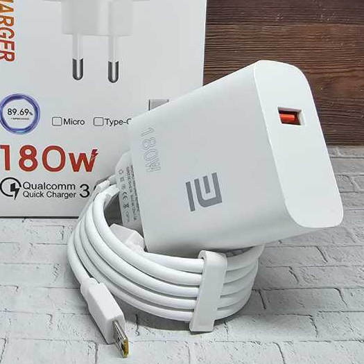 BIG SALE Charger 180W Redmi/Mi Super VOOC Fast Charger Batok Besar 1USB Kabel USB Micro/USB Type C