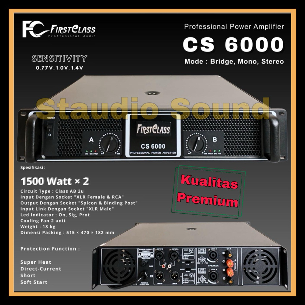 POWER AMPLIFIER FIRSTCLASS CS6000 Original ampli 2 channel power cs 6000