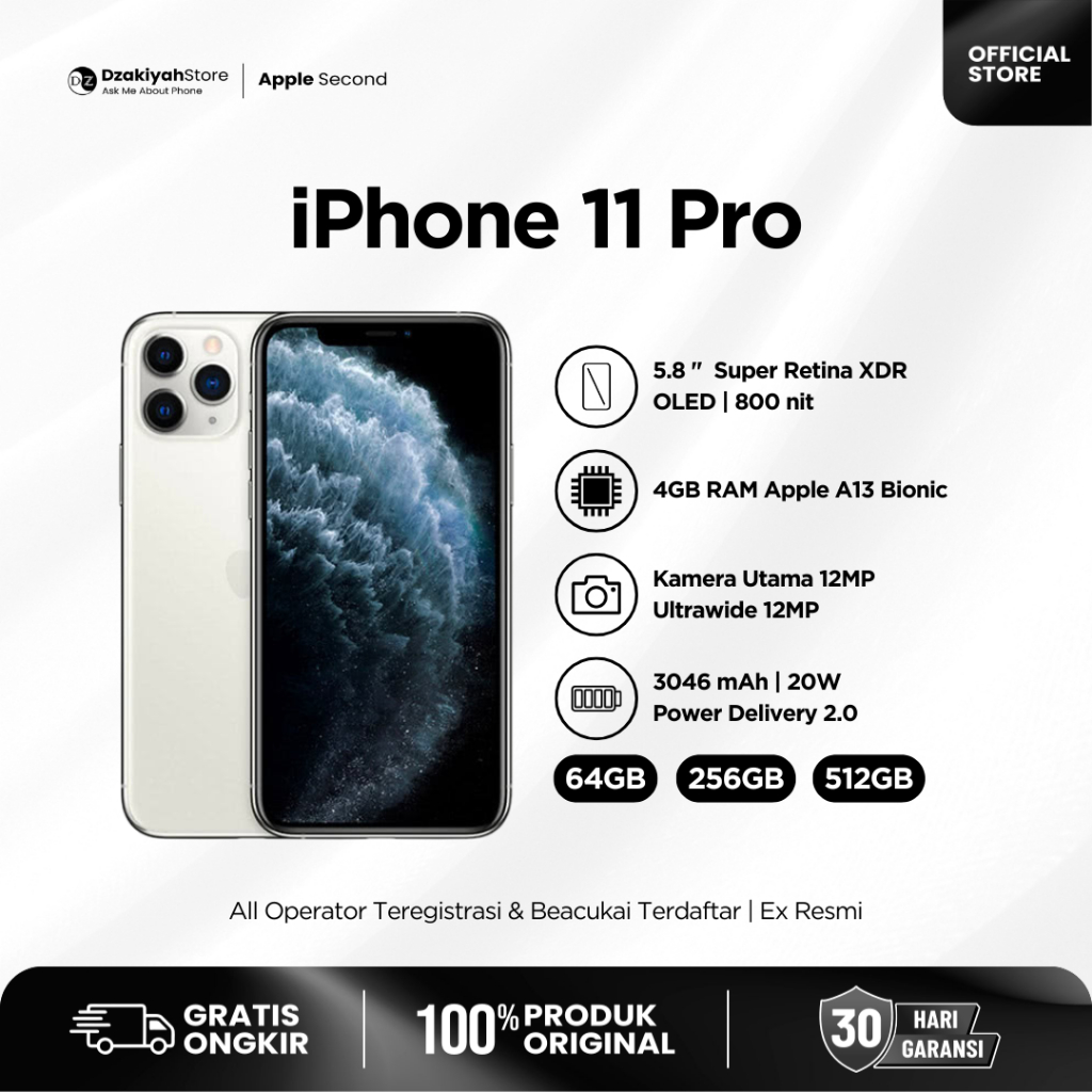 [Dzakiyah Store] IPHONE 11 PRO 64GB 256GB 512GB SECOND ALL OPERATOR
