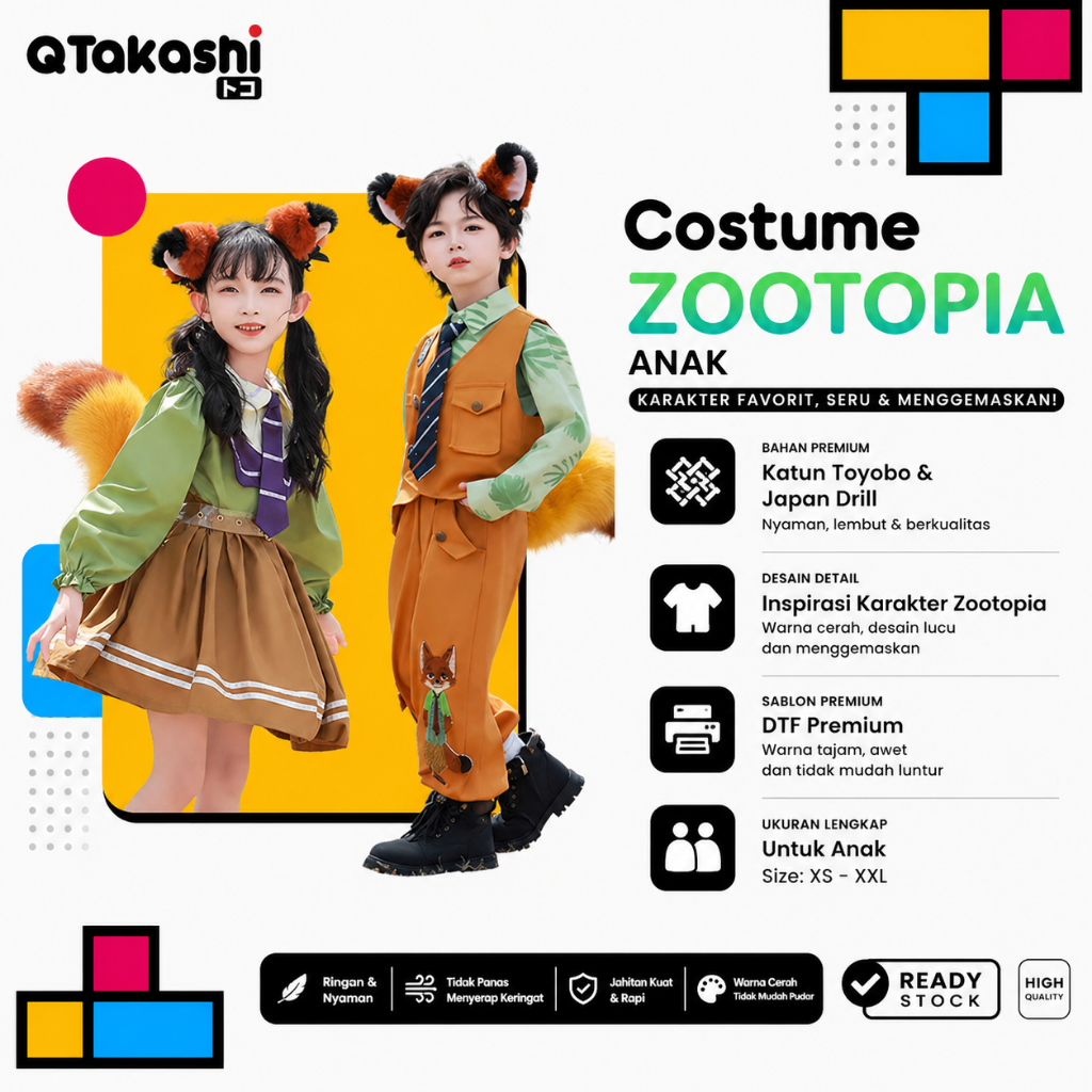 QTakasi cosplay costume Nick Wilde cosplay fox dress Judy zootopia