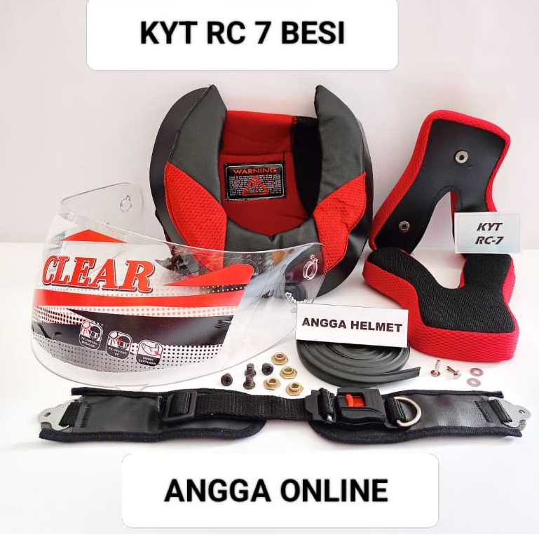PAKET KYT RC 7, KYT RC7. Busa helm kancing BESI+ Kaca Helm +Tali Helm +Lis Karet + Baur Rachet & Nut