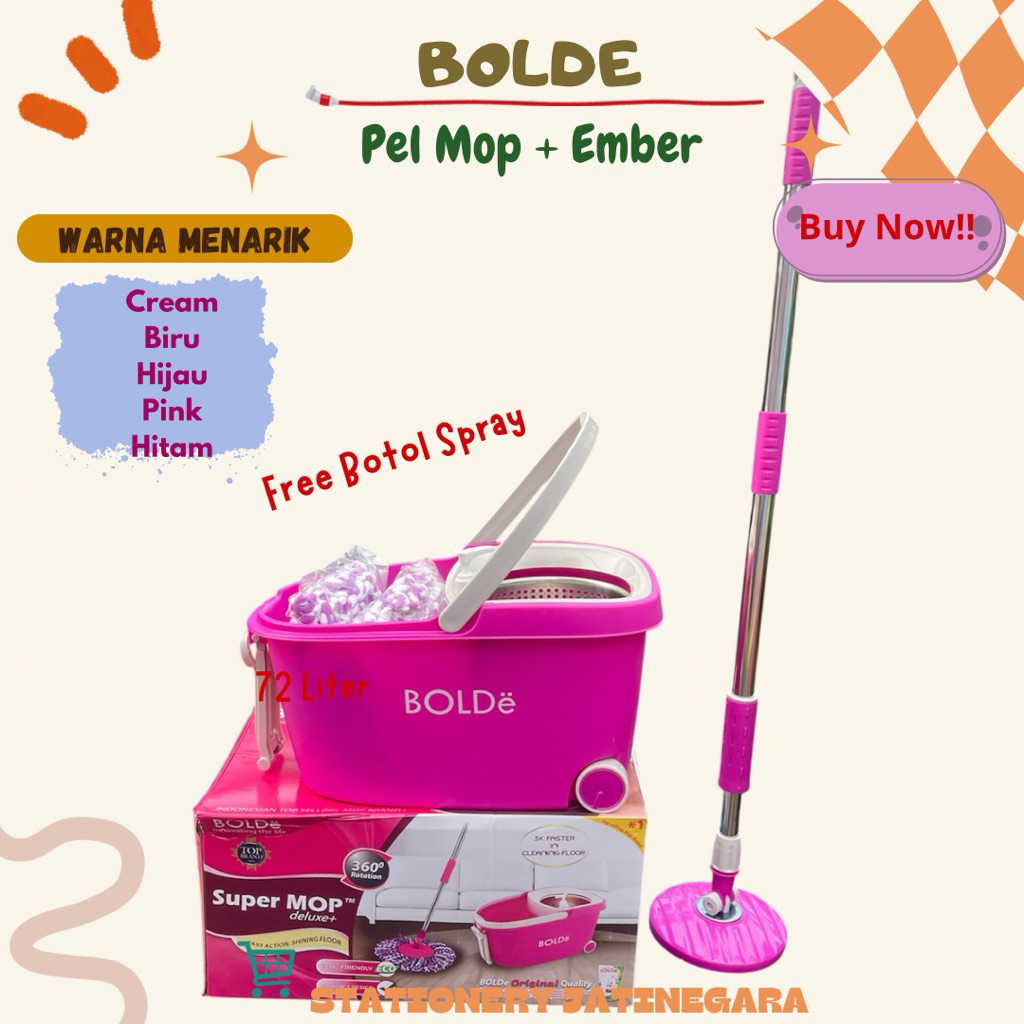 BOLDE - Pel Mop Bolde Spin Putar / Pel Lantai Ember / Pel Mop Lantai / Pel Bulat Pel Putar Gagang Cl