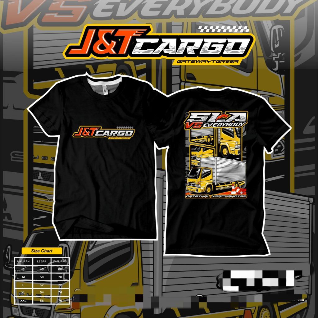 T-shirt Truk "J&T CARGO" | Unisex Pria-Wanita | Free Stiker hologram & ganci Terlaris