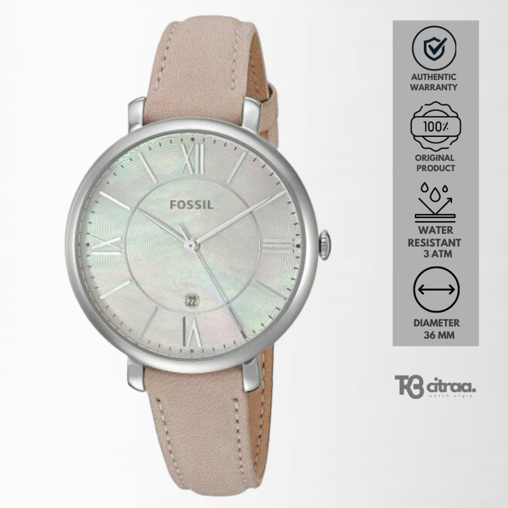 Jam Tangan Wanita Fossil Jacqueline Slim Kulit Casual Original ES4151