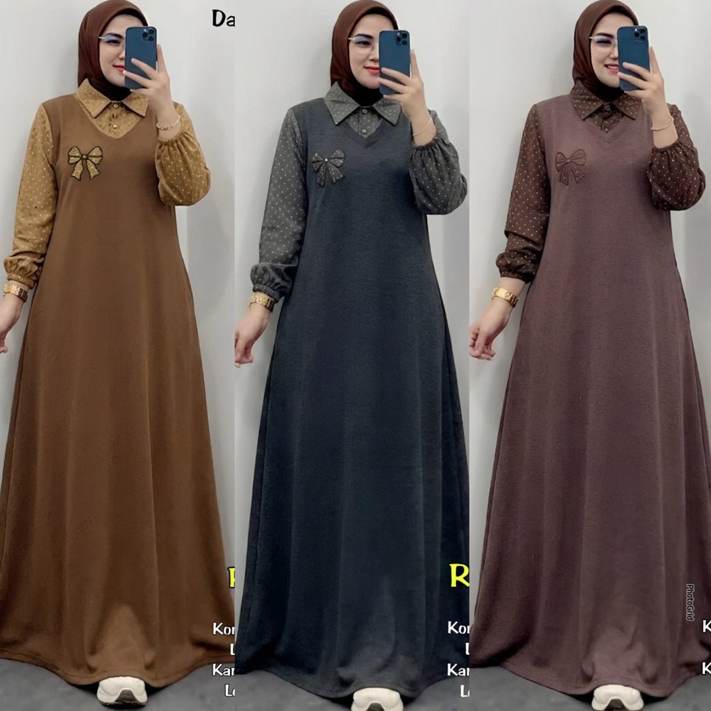 Rava Maxy 3 / Elvina Maxy Dress Gamis Knit Import Best Seller Realpict