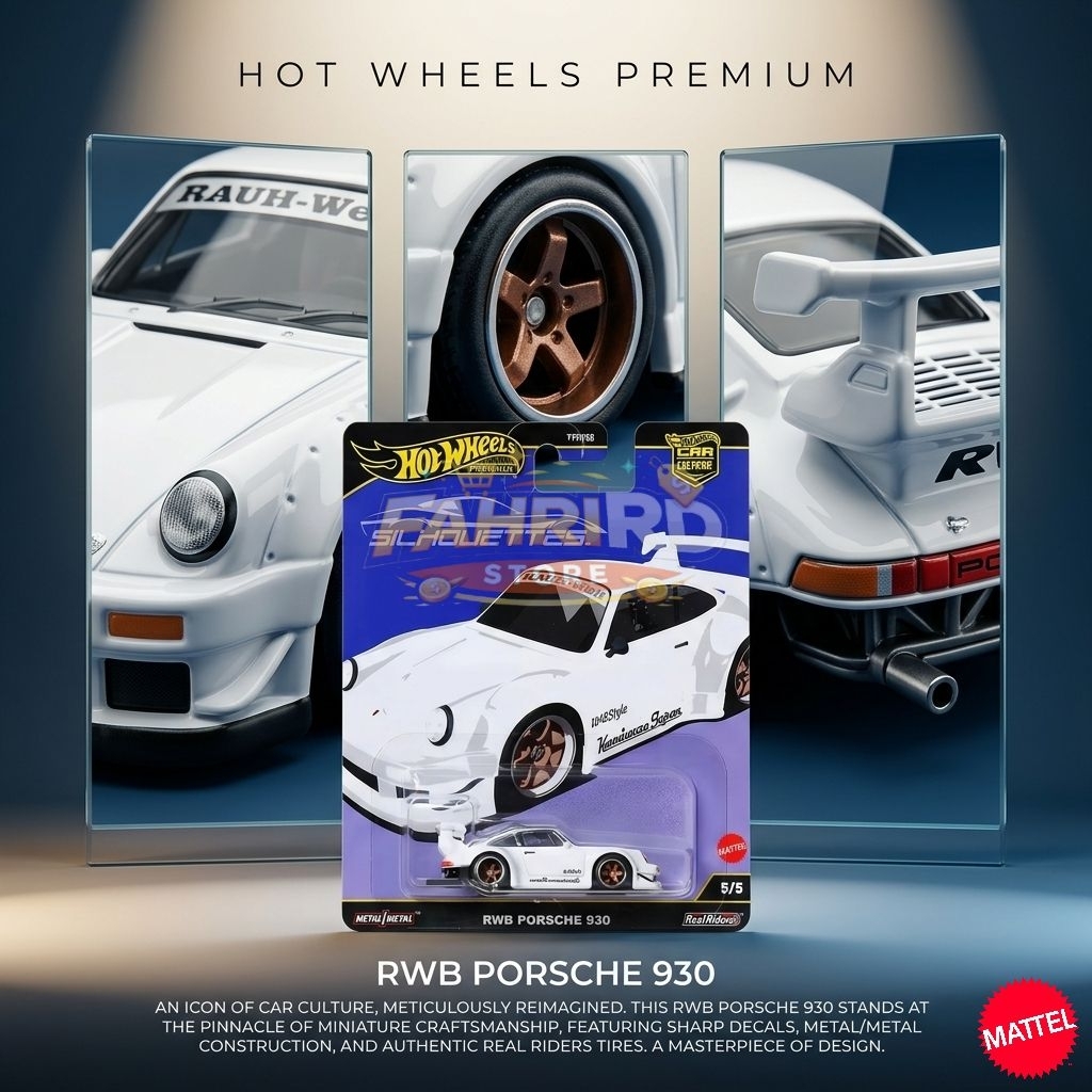 Hot Wheels Premium RWB Porsche 930 Silhouette Putih