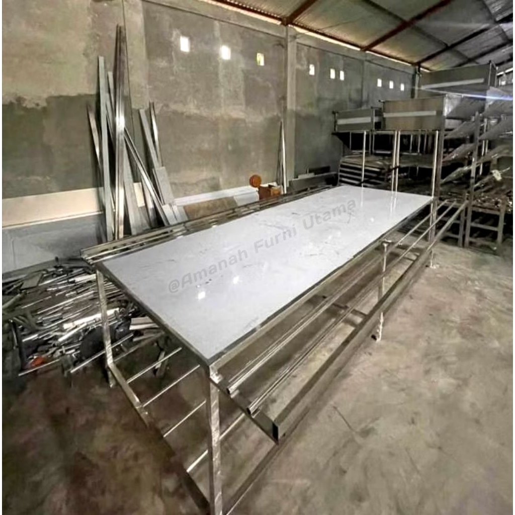 Meja pemorsian dapur MBG stainless steel food Grade - Meja pemorsian stainless - meja dapur MBG 300 