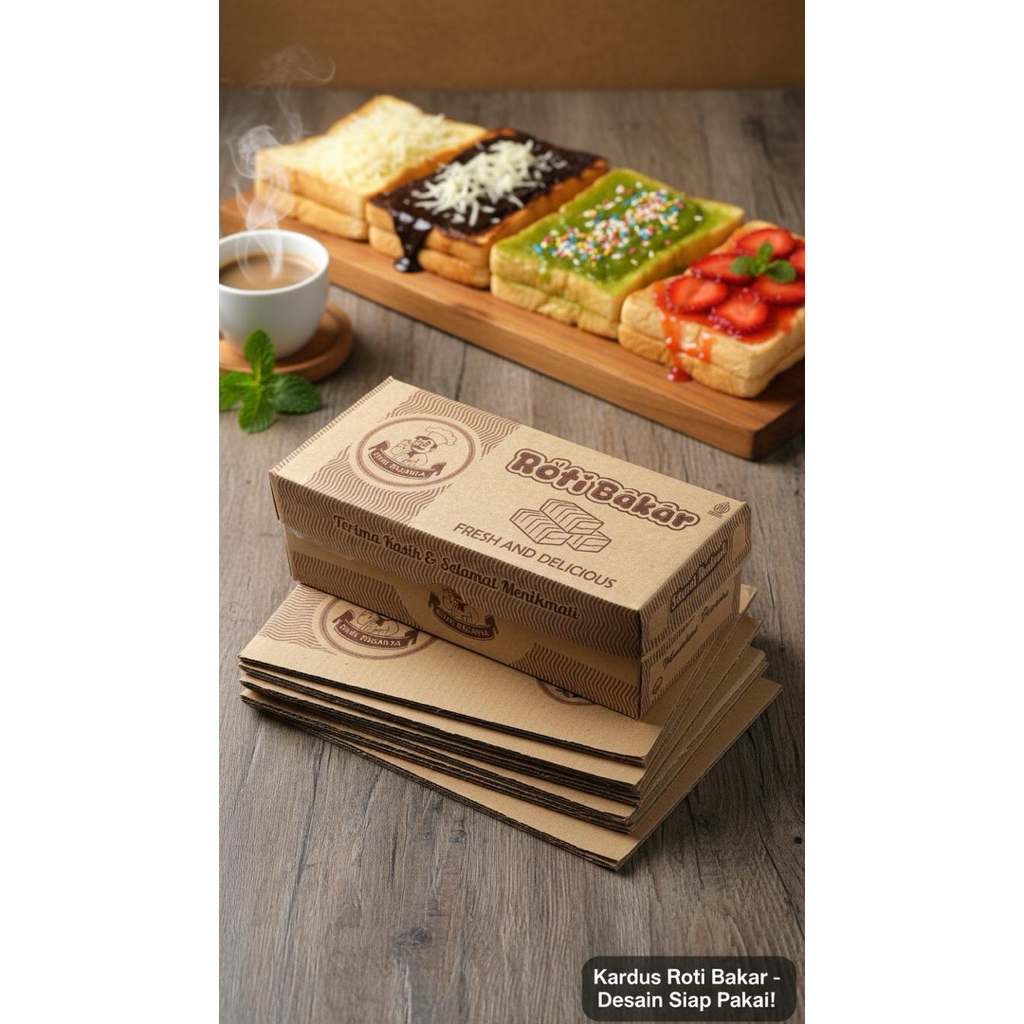 100 Pcs Kemasan Roti Bakar Tahan Minyak, Bahan Kraft Laminasi, Desain Praktis