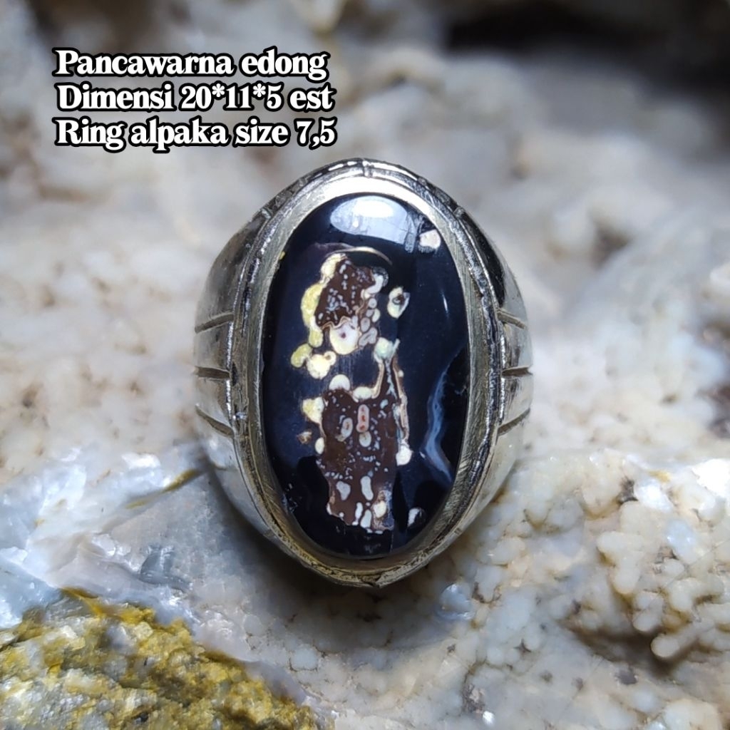 (TERMURAH) Cincin Batu Akik Pancawarna Garut Edong