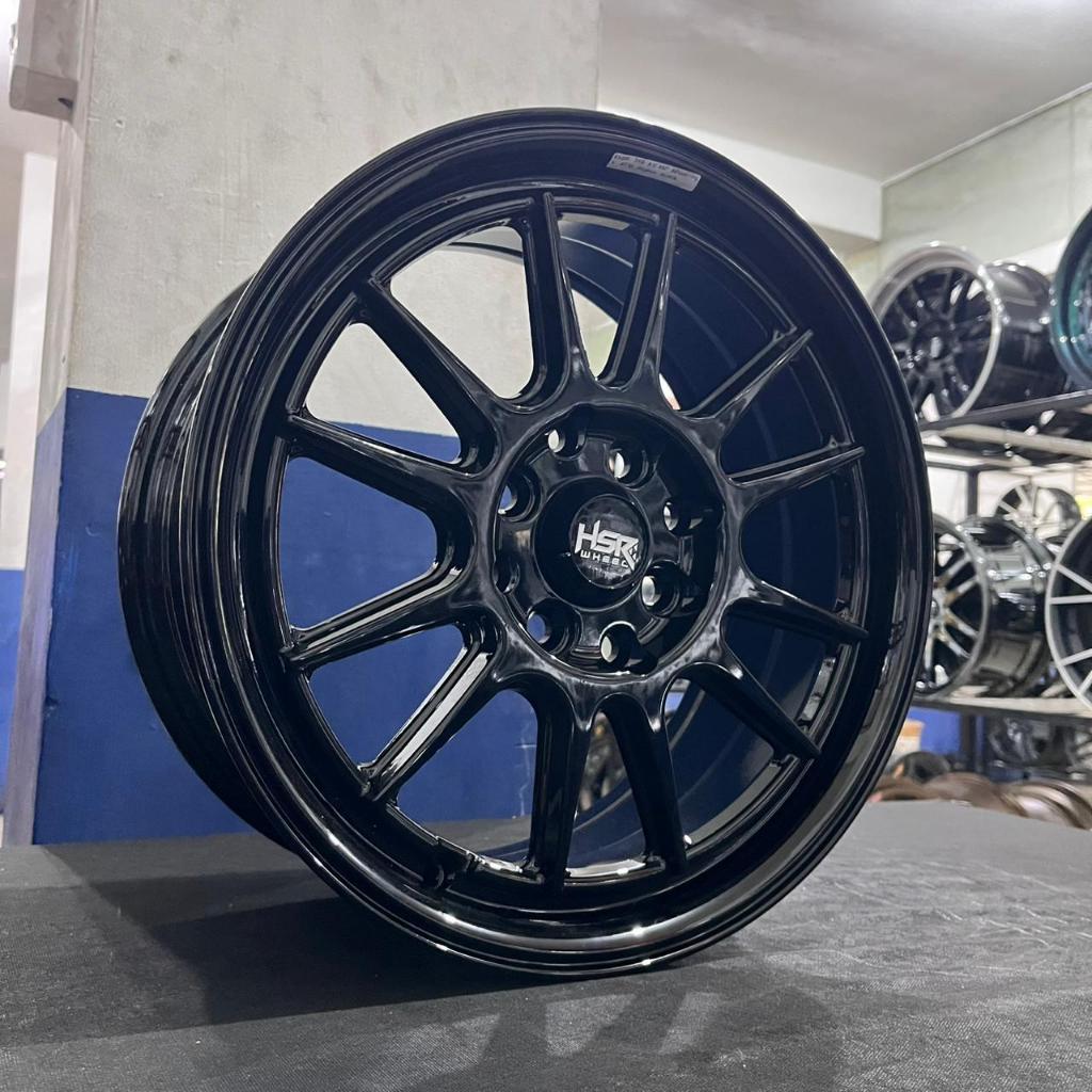 Velg Hitam Glossy Ring 15 Brio Sirion Ignis, Velg Mobil Racing R15 Hsr Wheel Ende