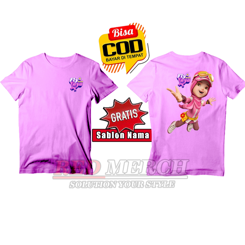 kaos baju anak perempuan motif yaya fly with boboiboy yaya