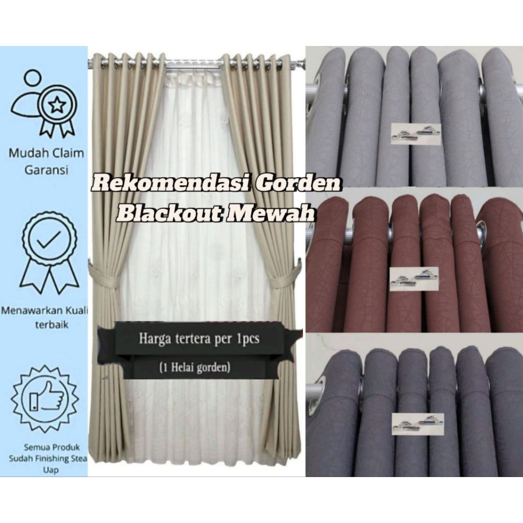 gorden polos blackout import gorden pintu gorden jendela minimalis Kain Tali Coklat Kain Jendela Kot