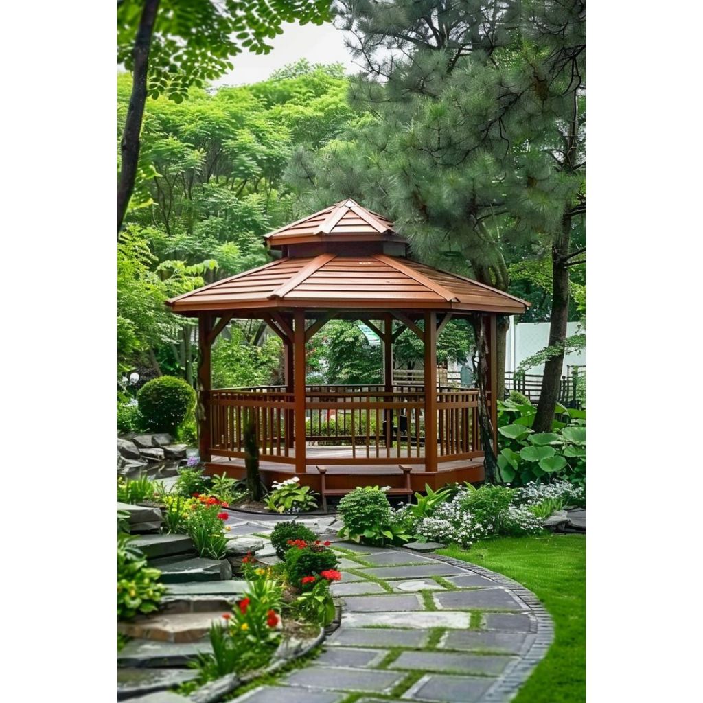 gazebo minimalis kayu jati , gazebo pargola taman minimalis , saung gazebo kayu jati