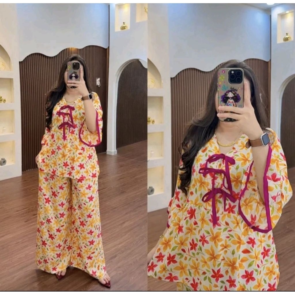 ZEFA ONE SET TANIA BAHAN RAYON DIAMOND LENGAN PANJANG STELAN BAJU CROP