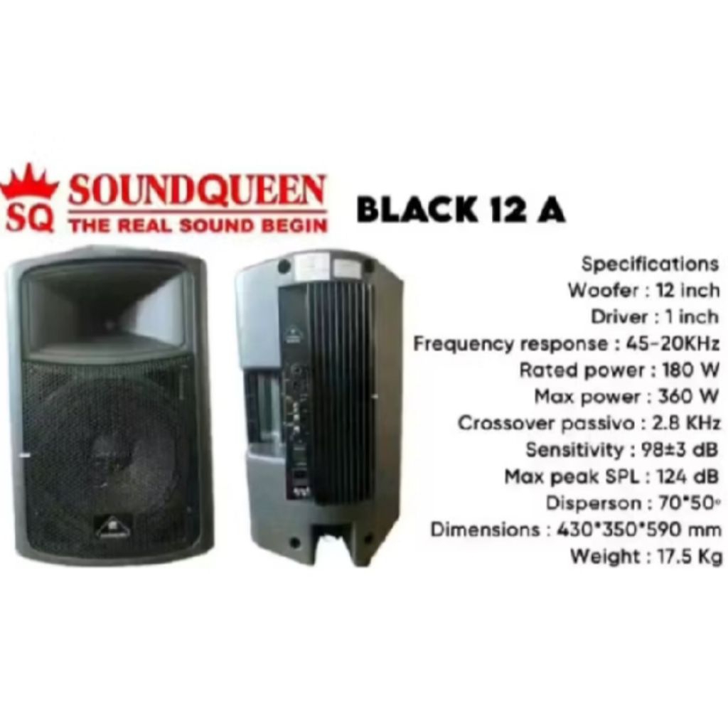 Speaker Aktif Soundqueen 12 inch Black 12A Black 12 A Original