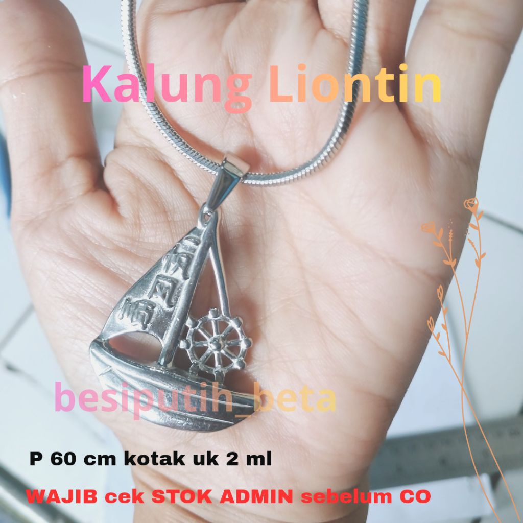 kalung liontin besi putih amhon besi putih asli