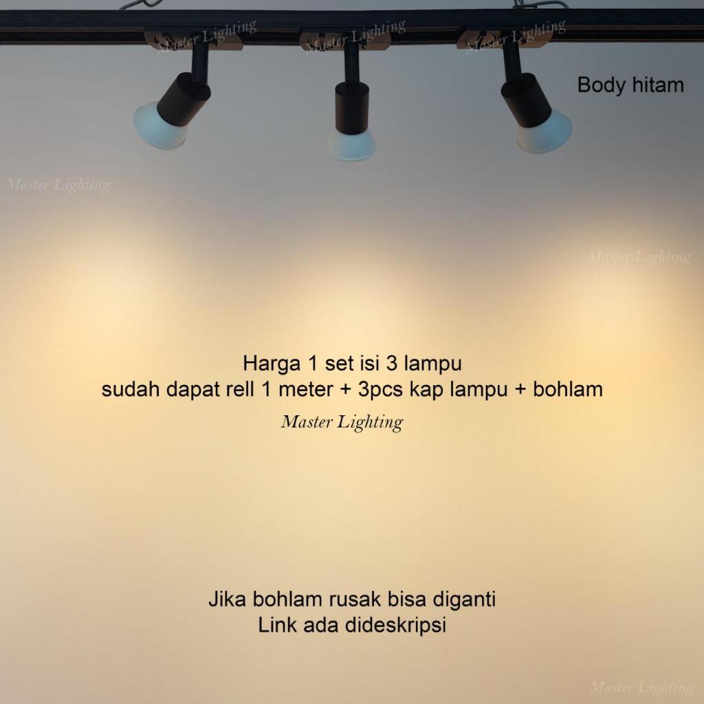 H-818T Lampu sorot track spotlight rell 1meter 1set track light H818T
