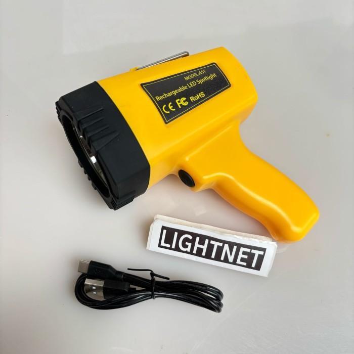 Lampu Sorot Tangan Spotlight Recharger Lampu Berburu Super Terang Jangkauan Jauh USB Type C Bisa Cas