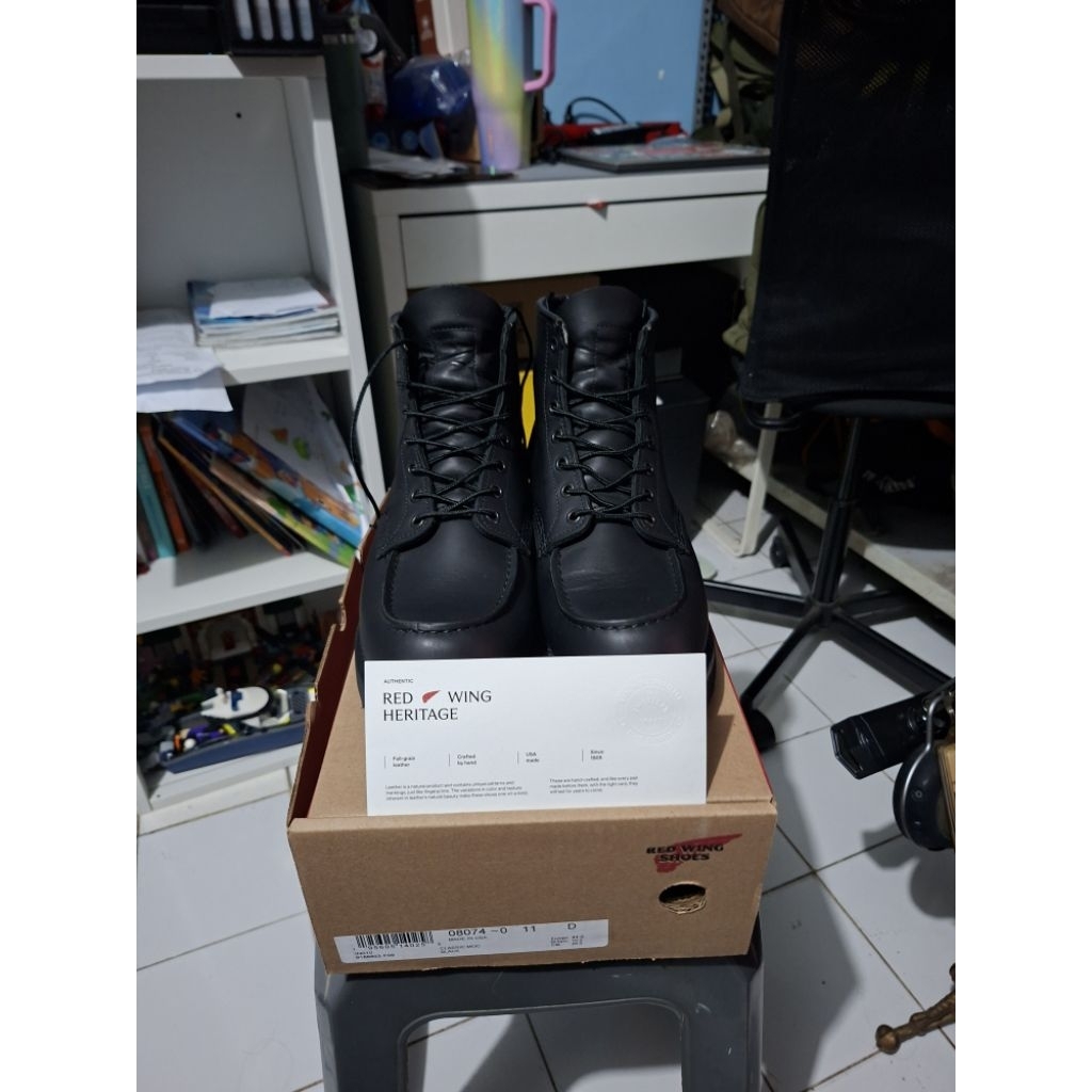 Sepatu Red Wing Shoes 8074 Classic Moctoe Black Harness Original - Size 11D