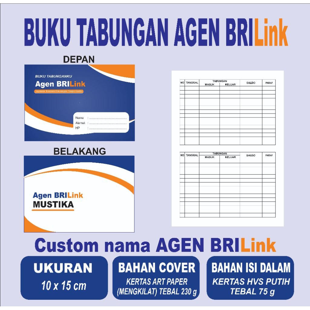 BUKU TABUNGAN AGEN BRILink / MINI ATM