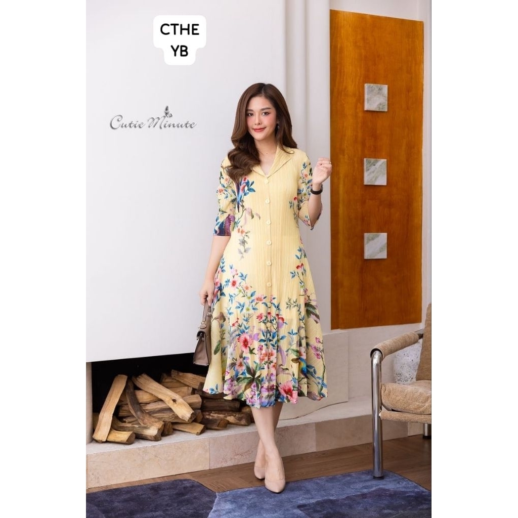 Dress Cutie Minute Premium Import Bangkok Dress Lipit Plisket Bangkok