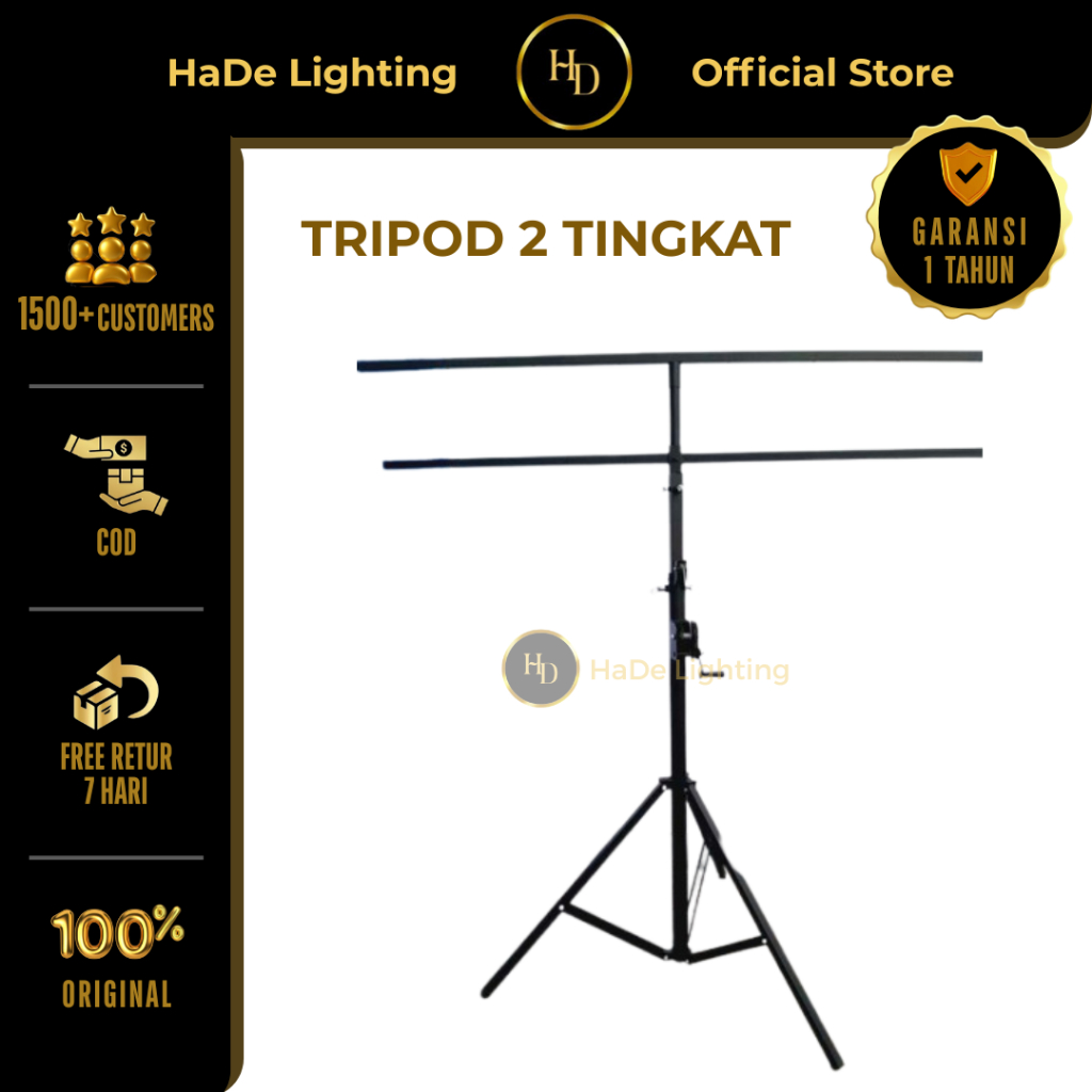 Tripod Lighting Lampu Sorot Parled 2 Tingkat - Stand Lighting Parled 4 Meter