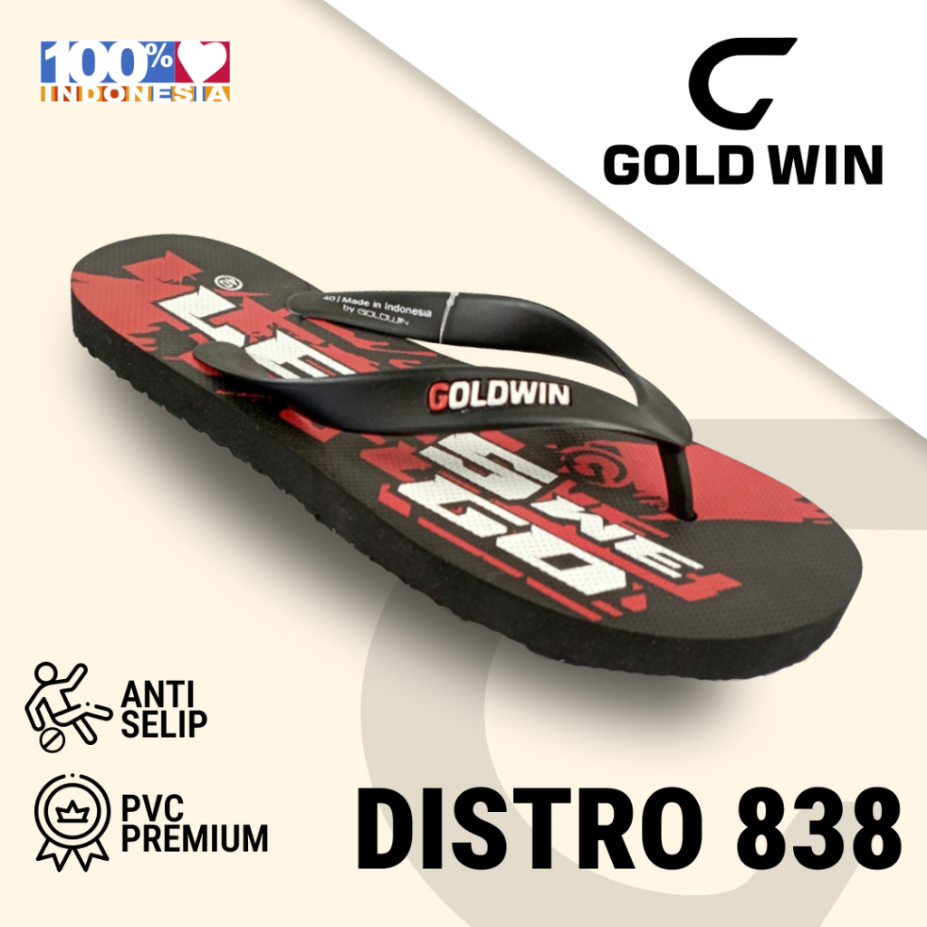 Sandal Jepit GOLDWIN DISTRO 838 Merah Anti Slip Premium Size 38–42
