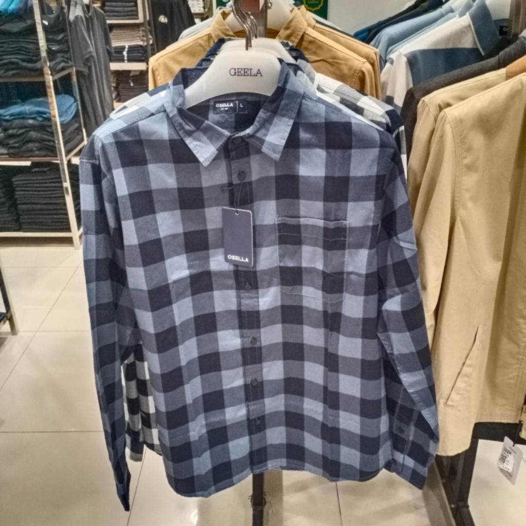 OSELLA KEMEJA KOTAK CASUAL PRIA ORIGINAL