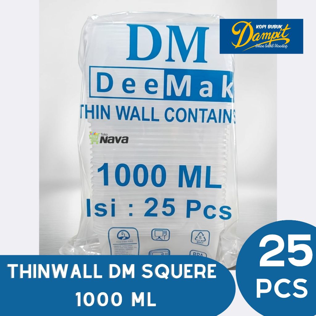 Thinwall Squere Merk DM 1000 Ml / TW SQ DM 1000 ml / Thinwall Kotak DM 1000 ml