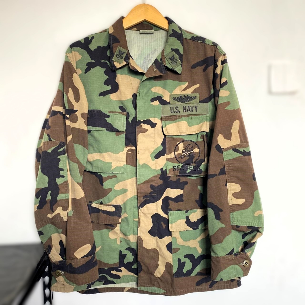 Vintage U.S. Navy BDU Woodland SEABEES Patch – Original Military Shirt / Army Jacket / Rare Piece