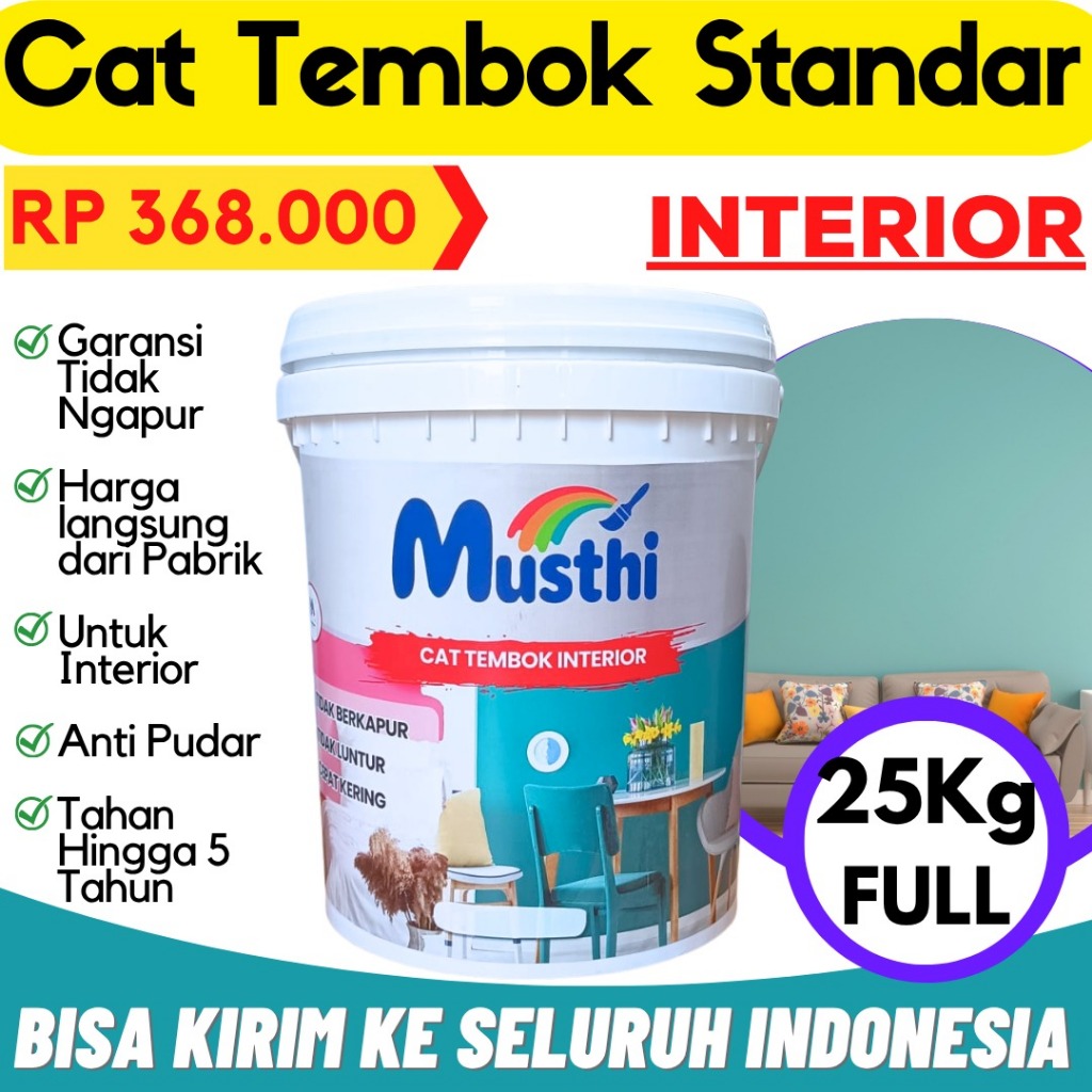 Cat Tembok Interior Rumah 25kg Musthi Paint Tidak Berkapur Tahan Lama